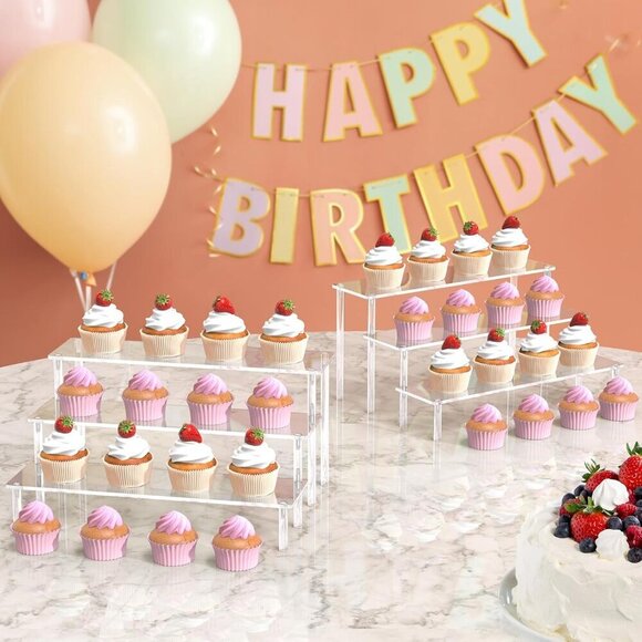 Acrylic Display Risers, 3 Tier Perfume Organizer Stand, Clear Cupcake Stand Hold - Picture 4 of 7